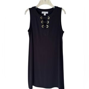 MICHAEL Michael Kors Black Sleeveless Grommet Lace-Up Shift Dress Size Medium